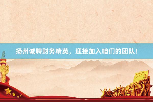 扬州诚聘财务精英，迎接加入咱们的团队！